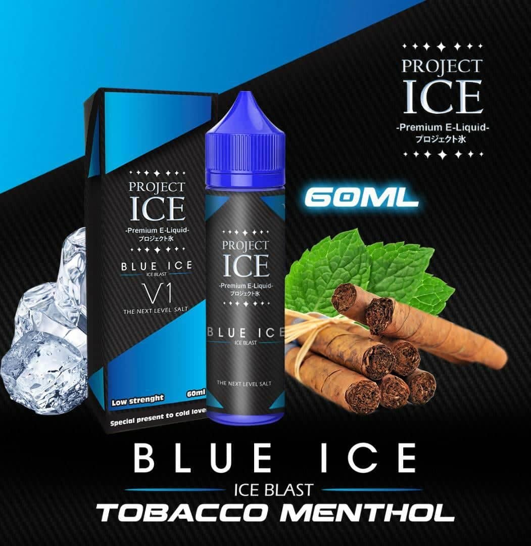 Project ice Blue Ice กลิ่นเมทอลยาสูบ Free base60ml